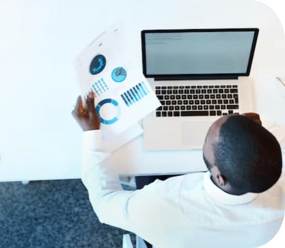 Property manager working on laptop